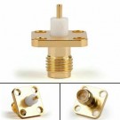 CONNETTORE RP-SMA FEMMINA PANNELLO FLANGIA 4 FORI SALDATURA PTFE