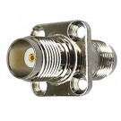 CONNETTORE COASSIALE ACCOPPIATORE TNC FEMMINA 4 FORI A FLANGIA PANNELLO  