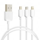 Cavo di Ricarica Charger 3-in-1 Micro USB / Lightning / USB Type C, 1.2m - Bianco