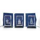 IDEA REGALO SET DI 3 MINI CRISTALLI VETRO 3D NATALIZI BOMBONIERA NATALE CHRISTMAS