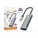 HUB USB TYPE-C 4 IN 1 A 3 TYPE-C E 1 USB 3.0 60W TPC3051 