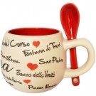Tazza Tazzina da Caffe' con il cucchiaino Souvenir Ricordi Roma 4822