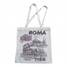 Borsa Shopper Tote Bag in Tela Resistente con Cerniere Souvenir Roma Italia