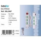 EXTRASTAR MULTIPRESA 10/16A + SCHUKO +2 USB SPINA 10A CON SOVRACCARICO C-XSL2507 CAVO 1.50 Metri
