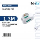 EXTRASTAR X203074 Multipresa Cubo 3 Prese (2 bipasso + 1 Schuko) Cavo 1.3 m