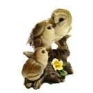 BOMBONIERA STATUETTA RESINA BARBAGIANNI CON CUCCIOLI OWL PORTAFORTUNA H:18