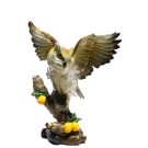 SPLENDIDO GUFETTO BOMBONIERA STATUETTA RESINA GUFO SU RAMO OWL PORTAFORTUNA H:20Cm