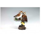 SPLENDIDA COPPIA DI GUFETTI BOMBONIERA STATUETTA RESINA GUFO OWL PORTAFORTUNA  H:22.5Cm