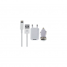 Kit 3 in 1 Charger Caricabatteria da Parete da Auto 1A Cavo iPhone 5/6/s
