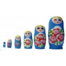 SOUVENIR MATRIOSKA BLU IN LEGNO DIPINTA A MANO 6 PZ