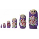 SOUVENIR MATRIOSKA VIOLA IN LEGNO DIPINTA A MANO 6 PZ