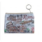Borsellino Portamonete Souvenir Ricordi Viaggi Roma Italy Con Zip Cerniera