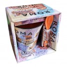 TAZZA PICCOLA CON CUCCHIAIO ROMA BASE QUADRATA ARROTONDATA  5684