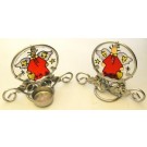 COPPIA PORTACANDELA METALLO E  VETRO CANDLESTICK NATALE VARI MODELLI