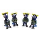 SET 4 GUFI GUFETTI IN VETRO LAVORATO A MANO IDEA REGALO BOMBONIERE PORTAFORTUNA