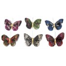 SET DI 12 FARFALLE CON PIUME CALAMITATE ARTIGIANALI DECORATIVE ADDOBBI COLORI MISTI