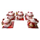Maneki Neko SALVADANAIO GATTO PORTAFORTUNA PROSPERITA' IN CERAMICA BIANCA DIPINTA A MANO