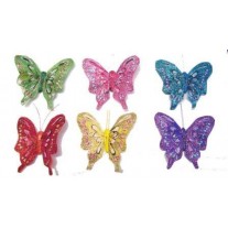 SET DI 12 FARFALLE  COLORATISSIME PIUME CALAMITATE ARTIGIANALI DECORATIVE ADDOBBI 