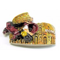 Calamita Magnete Resina"ROMA COLOSSEO CON  BIGA" Fridge Magnet Souvenir