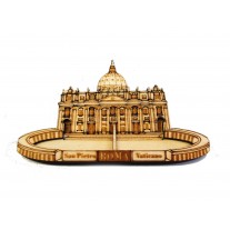 Calamita Frigo Magnete di Legno "ROMA S. PIETRO IN LEGNO" Fridge Magnet Souvenir