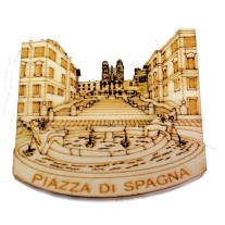 Calamita da Frigo Magnete"ROMA P.ZZA DI SPAGNA IN LEGNO"Fridge Magnet Souvenir