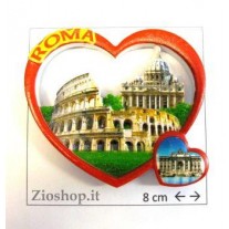 Souvenir From Italy Rome Calamita Frigo Fridge Magnets ROMA- CUORE COLOSSEO VATICANO TREVI PRINT STYLE