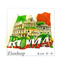 Souvenir From Italy Rome Calamita Frigo Fridge Magnetss ROMA- COLOSSEO VATICANO TREVI BANDIERA PRINT STYLE
