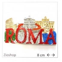 12 x Calamita Frigo Magnete Metallo "SCRITTA ROMA COLOSSEO SAN PIETRO TREVI" Fridge Magnet From Italy