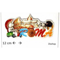 12 x Calamita Frigo Magnete Souvenir "ROMA- PRINT COLOSSEO VATICANO CAR ELMO" Fridge Magnet  From Italy