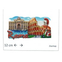 12 x Calamita Frigo Magnete Calamita "ROMA- PRINT FONTANA TREVI COLOSSEO ELMO" Fridge Magnet From Italy