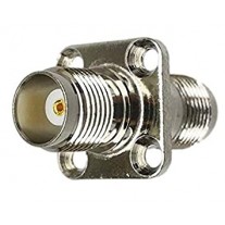 CONNETTORE COASSIALE ACCOPPIATORE TNC FEMMINA 4 FORI A FLANGIA PANNELLO  