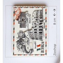 Calamita Magnete Resina "ROMA COLOSSEO CUORE ROSSO" Fridge Magnet Souvenir