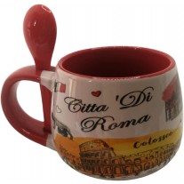 Tazza Tazzina da Caffe' con il cucchiaino Souvenir Ricordi Roma 4654