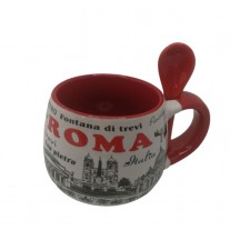 Tazza Tazzina da Caffe' con il cucchiaino Souvenir Ricordi Roma 4655