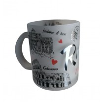 Tazza Tazze Mug in Vetro Temperato Satinato Souvenir Ricordi Roma da Collezione 4665