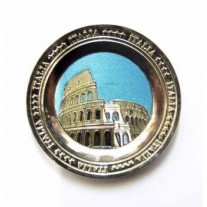 Calamita Frigo Magnete "ROMA COLOSSEO PIATTO";Metal Fridge Magnet Souvenir Italy