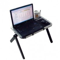 Tavolo Porta Notebook con Tappetino per Mouse, Porta Bicchiere e Portapenna.