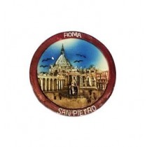 Calamita Magnete Resina "ROMA TONDO ROSSO VATICANO" Fridge Magnet Souvenir