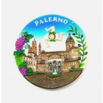 Calamita Magnete Resina Souvenir Sicilia Piatto Palermo Trinacria Fridge Magnets