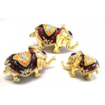 FAMIGLIA ELEFANTI CLOISONNE PORTAGIOIE PORTAFORTUNA 