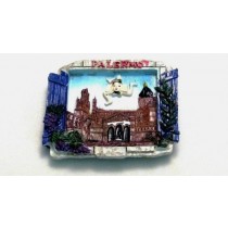 Calamita Magnete in Resina Souvenir Sicilia Vista Finestra Palermo Trinacria