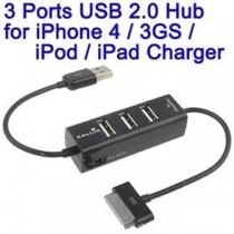 USB 2.0 HUB 3 PORTE E CONNETTORE IPHONE,IPAD SINCRO E CHARGER, CARICA - DATA