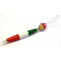 24 PEZZI DI PENNA BIRO PINOCCHIO ITALIA A MOLLA LEGNO PINOCCHIO TRICOLORE SOUVENIR FROM ITALY BOMBONIERA BATTESIMO COMPLEANNO