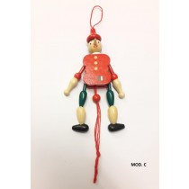 BURATTINO PICCOLO IN LEGNO E SPAGO PINOCCHIO IDEA REGALO BOMBONIERA DA 13cm CIRCA