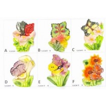 Calamita Magnete Frigo Fridge Magnets  Calamita Magnete ARTIGIANALE IN GESSO BASSORILIEVO FARFALLA PIANTA VASI FIORI