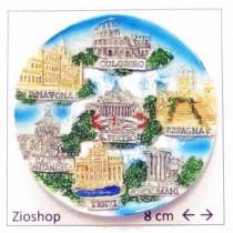 12 x Calamita Frigo Magnete Souvenir "ROMA PIATTO VATICANO + 6 MONUMENTI " Fridge Magnet  From Italy