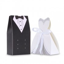 Scatola Porta Confetti SPOSO SPOSA Abito Sposi Bomboniere Matrimonio Segnaposto