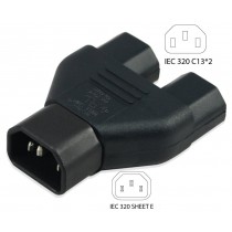 CONNETTORE SPLITTER VDE C14 1M/2F IEC 1M/2F IEC60320 IEC 60320