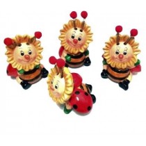 SET COCCINELLA GIRASOLE  PORTAFORTUNA IN TERRACOTTA DIPINTE A MANO