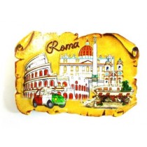 CALAMITA FRIGO MAGNETE PERGAMENA SOUVENIR ITALIA ROMA SAN PIETRO COLOSSEO PIAZZA DI SPAGNA  FRIDGE MAGNETS